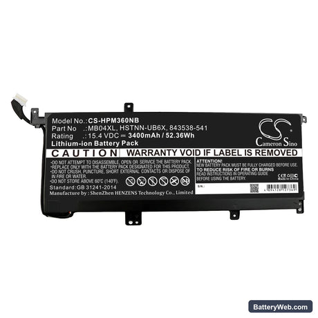 HP Envy X360 M6 Replacement Battery, 15.4V, 3400mAh, Li-ion 3