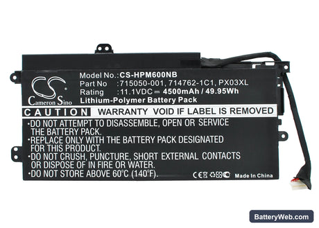 hp Replacement Battery, 11.1V, 4500mAh, Li-Polymer 1