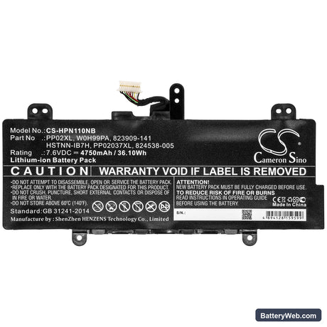 HP Pavilion 11-S001TU Replacement Battery, 7.6V, 4750mAh, Li-ion 3