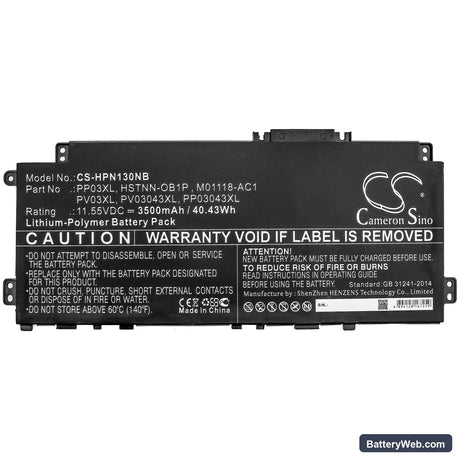 HP Pavilion 13-bb0005TU Replacement Battery, 11.55V, 3500mAh, Li-Polymer 3