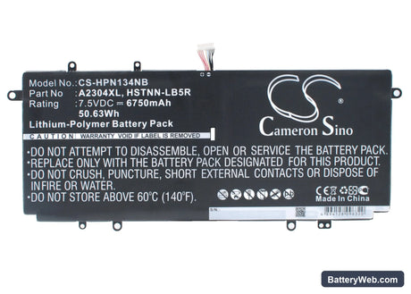 HP Chromebook 14 Replacement Battery, 7.5V, 6750mAh, Li-Polymer 1