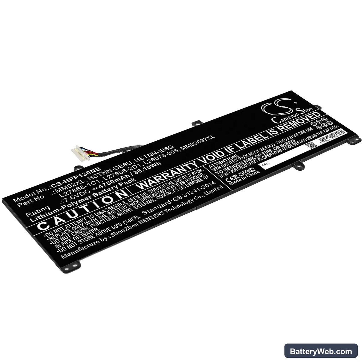 HP Pavilion 13-AN0006TU 5GR09PA Replacement Battery, 7.6V, 4750mAh, Li-Polymer 1