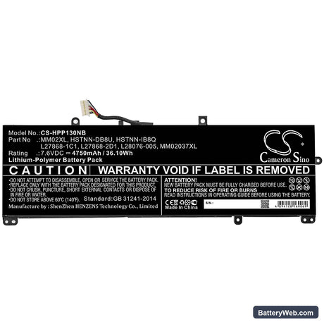 HP Pavilion 13-AN0006TU 5GR09PA Replacement Battery, 7.6V, 4750mAh, Li-Polymer 3