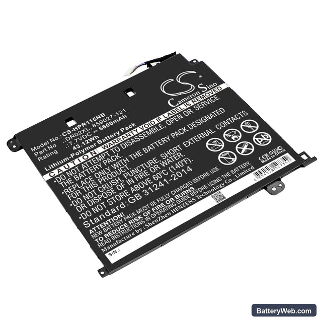 HP Chromebook 11 G5 Replacement Battery, 7.7V, 5600mAh, Li-Polymer 1