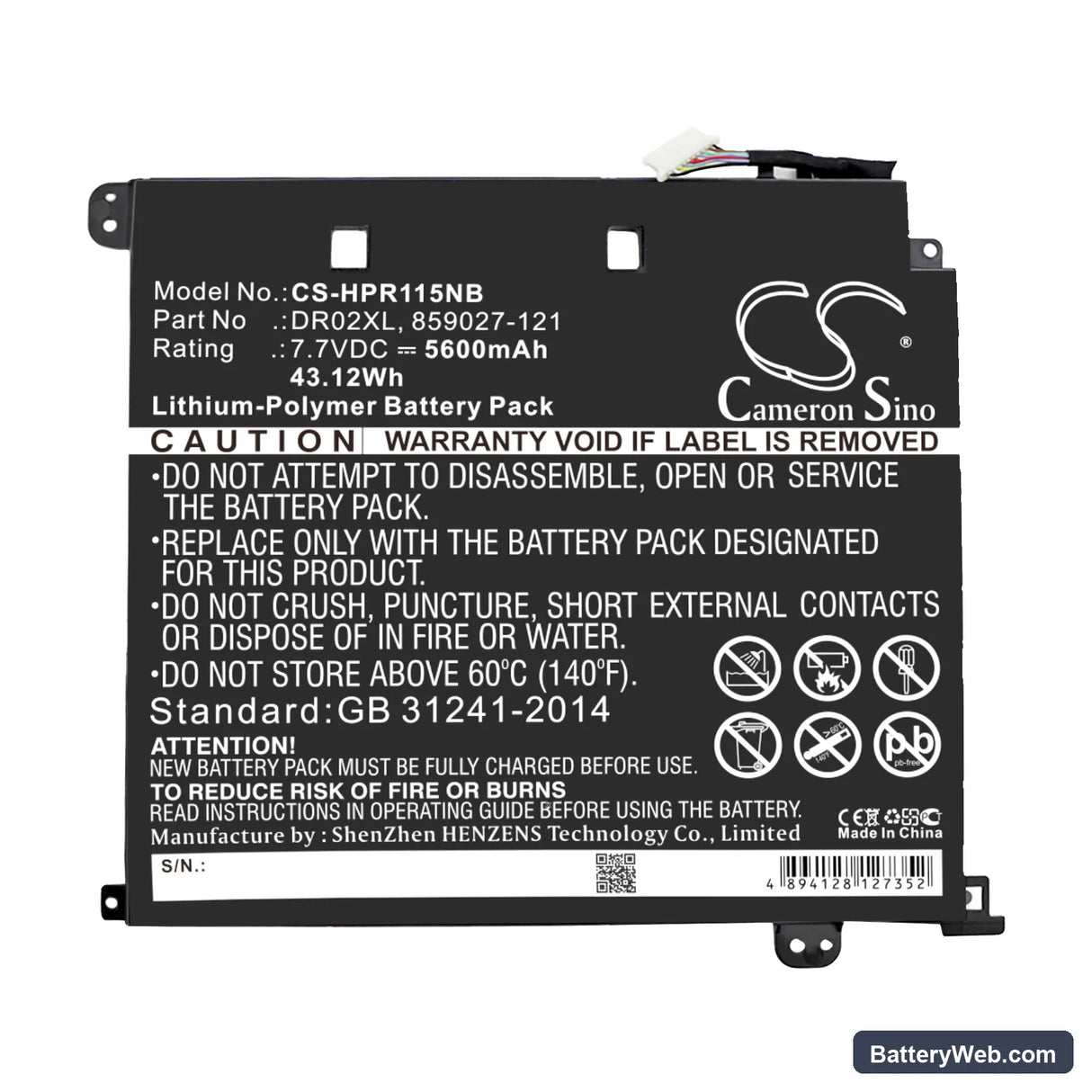 HP Chromebook 11 G5 Replacement Battery, 7.7V, 5600mAh, Li-Polymer 3