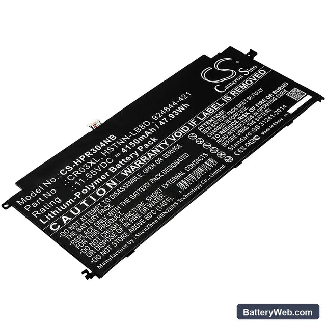 HP ENVY 12-g000 x2 Detachable PC Replacement Battery, 11.55V, 4150mAh, Li-Polymer 1