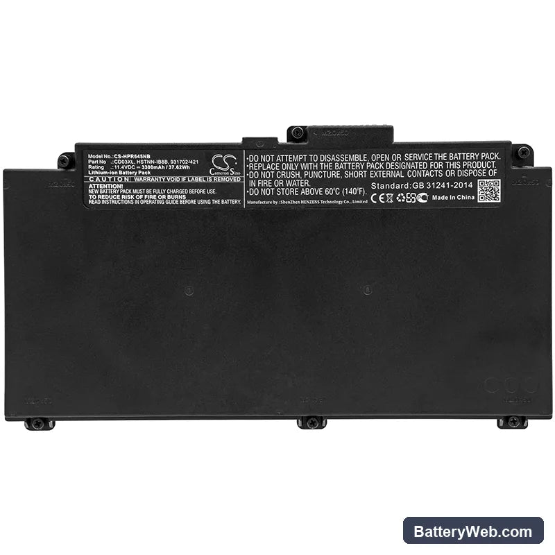 HP ProBook 645 G4 Replacement Battery, 11.4V, 3300mAh, Li-ion 5