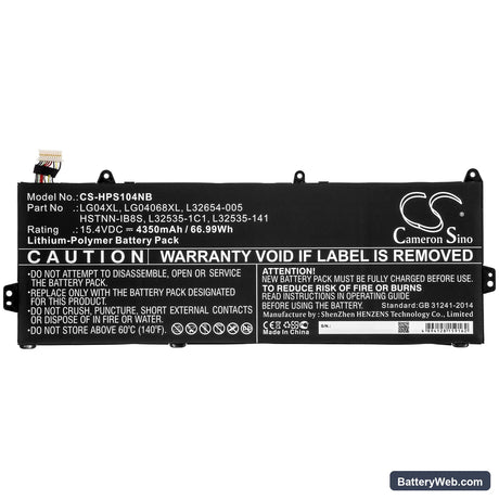 HP Pavilion 15-CS1004NA Replacement Battery, 15.4V, 4350mAh, Li-Polymer 3