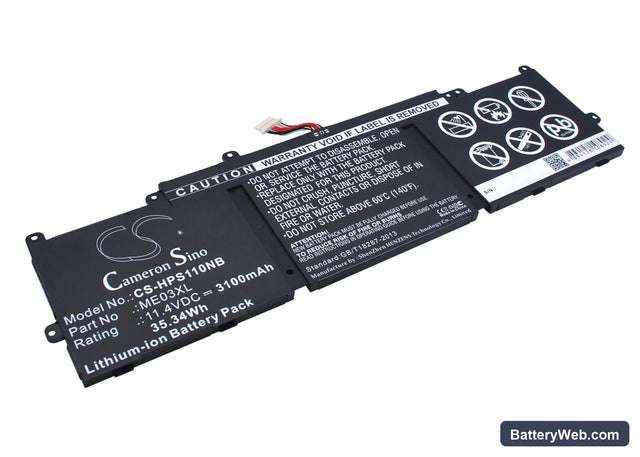 HP Stream 11-D001DX Replacement Battery, 11.4V, 3100mAh, Li-ion 1
