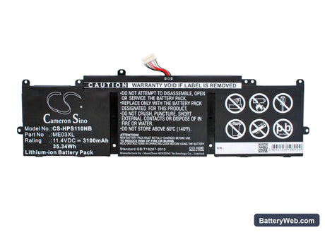 HP Stream 11-D001DX Replacement Battery, 11.4V, 3100mAh, Li-ion 5