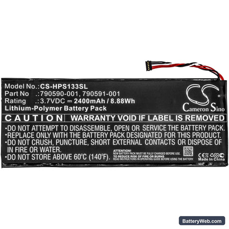 HP 7 Plus G2 Replacement Battery, 3.7V, 2400mAh, Li-Polymer 3