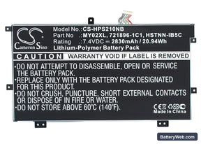 HP Slatebook x2 Replacement Battery, 7.4V, 2830mAh, Li-Polymer 1