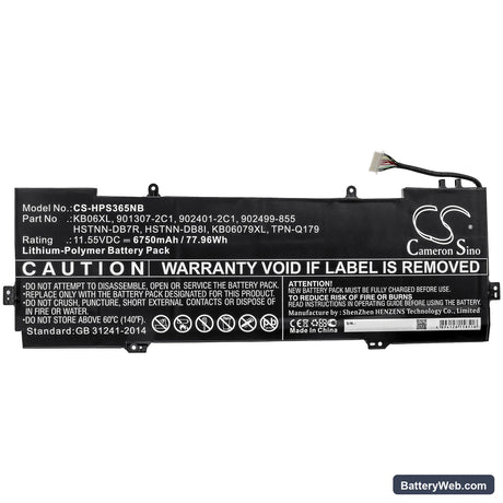 HP Spectre X360 15-BL001NV Replacement Battery, 11.55V, 6750mAh, Li-Polymer 3