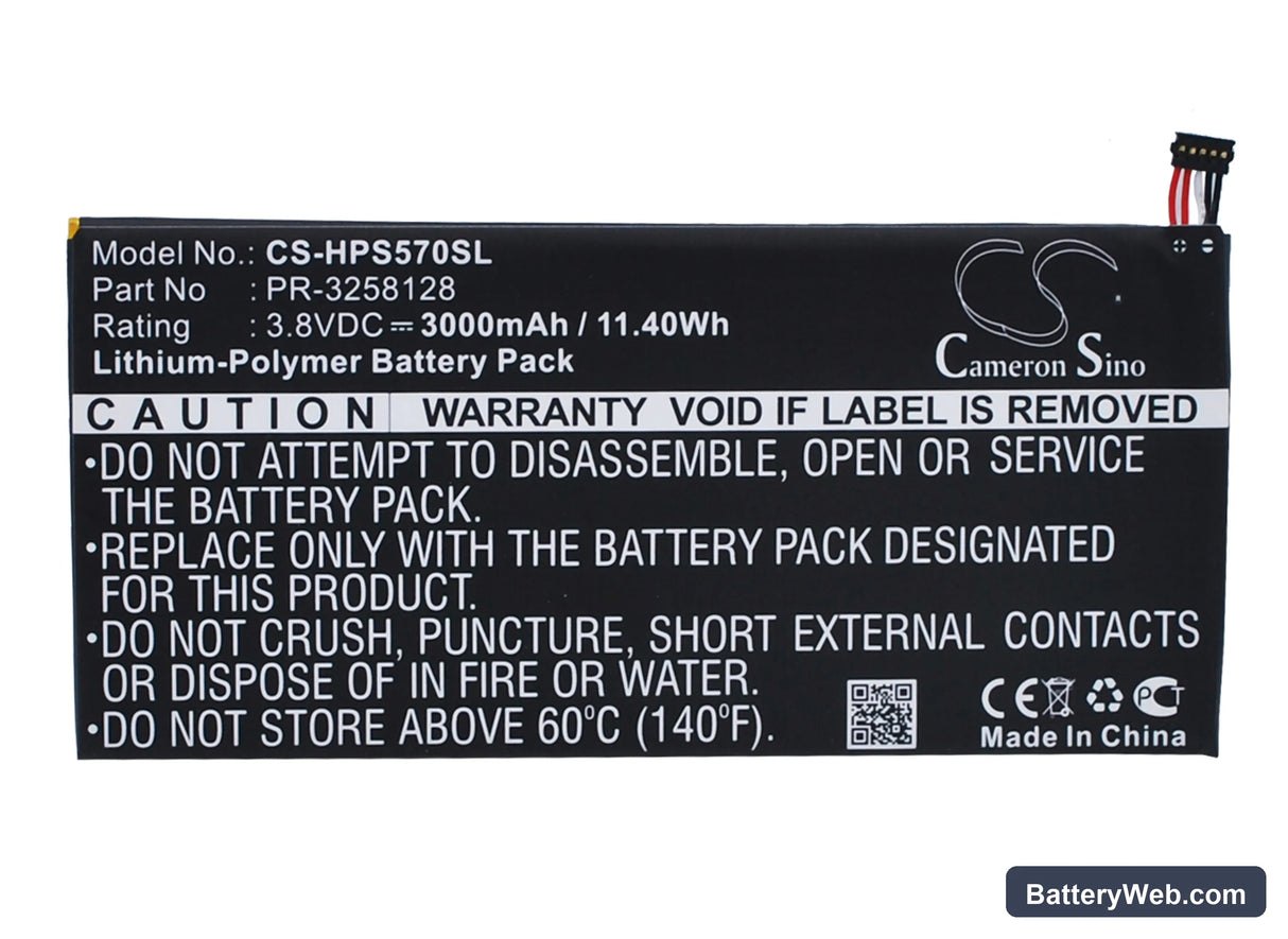 HP Stream 7 5700 Replacement Battery, 3.8V, 3000mAh, Li-Polymer 1