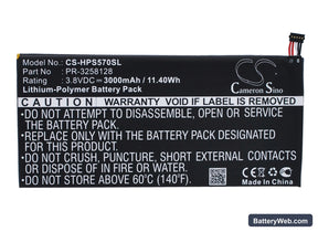 HP Stream 7 5700 Replacement Battery, 3.8V, 3000mAh, Li-Polymer 1