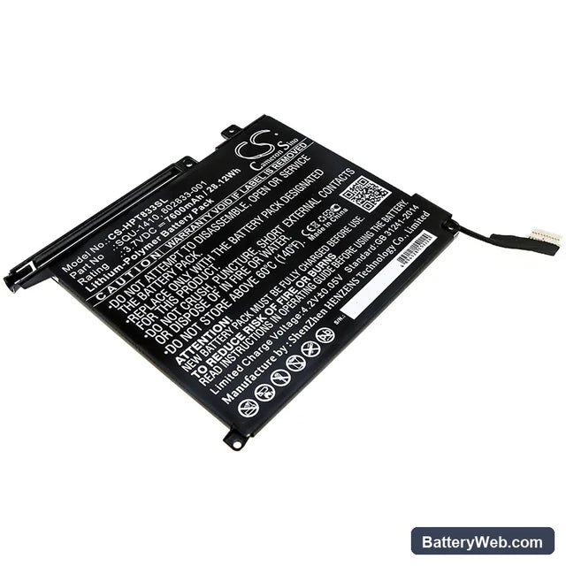HP Pro Tablet 10 EE G1(H9X71EA) Replacement Battery, 3.7V, 7600mAh, Li-Polymer 1