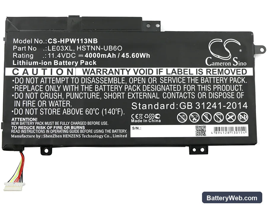 HP Envy x360 M6-W Replacement Battery, 11.4V, 4000mAh, Li-ion 3