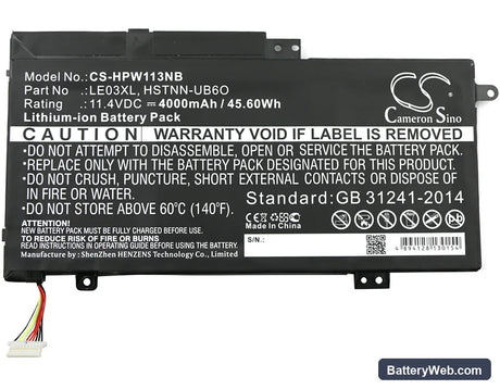 HP Envy x360 M6-W Replacement Battery, 11.4V, 4000mAh, Li-ion 3