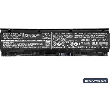 HP Omen 17-w000 Replacement Battery, 11.1V, 4400mAh, Li-ion 3