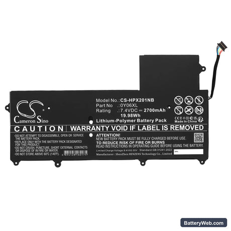 HP Ultrabook L5G46EA Replacement Battery, 7.4V, 2700mAh, Li-Polymer 3