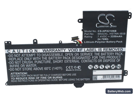 HP SlateBook 101 Replacement Battery, 7.4V, 3350mAh, Li-Polymer 1