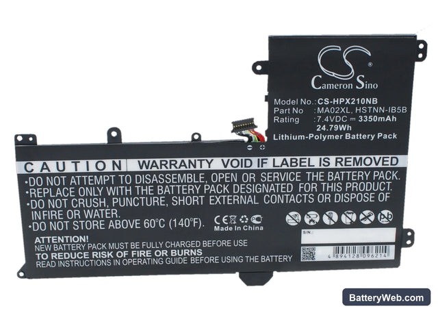 HP SlateBook 101 Replacement Battery, 7.4V, 3350mAh, Li-Polymer 1