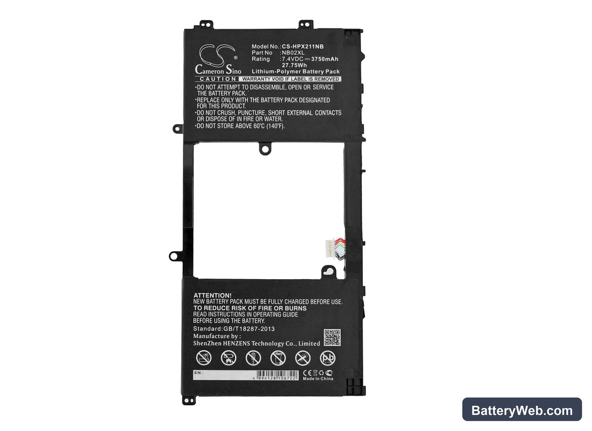 HP Pavilion x2 Replacement Battery, 7.4V, 3750mAh, Li-Polymer 5