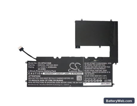 HP Envy X2 15 Replacement Battery, 11.4V, 4300mAh, Li-Polymer 5