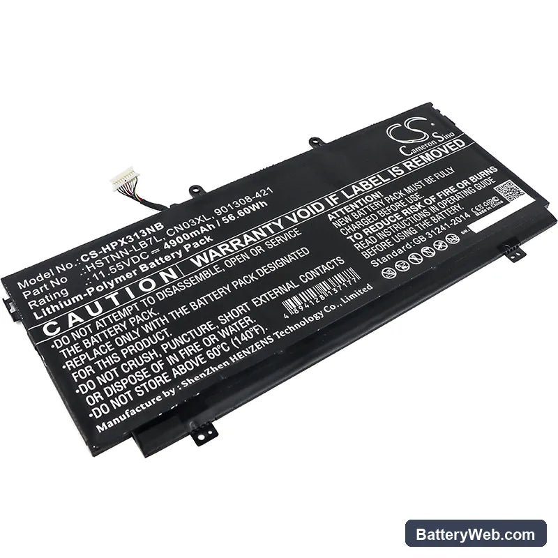 HP Spectre X360 13-AB001 Replacement Battery, 11.55V, 4900mAh, Li-Polymer 1