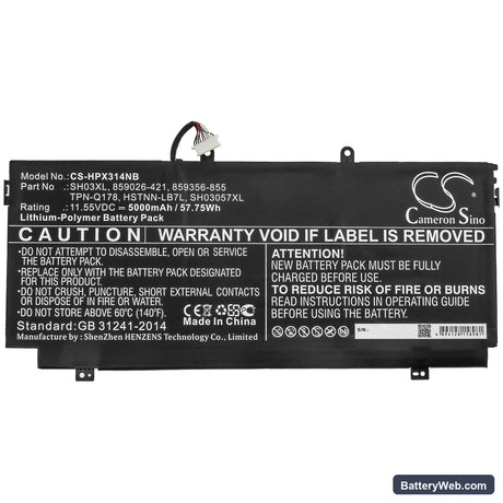 HP Spectre X360 13-W001NF Replacement Battery, 11.55V, 5000mAh, Li-Polymer 3