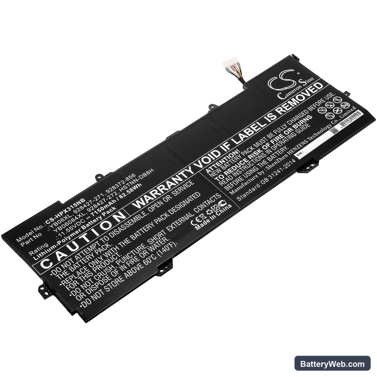 HP Spectre X360 15-CH000NA Replacement Battery, 11.55V, 7150mAh, Li-Polymer 1