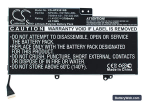 HP Pavilion X360 Replacement Battery, 11.4V, 3750mAh, Li-Polymer 1