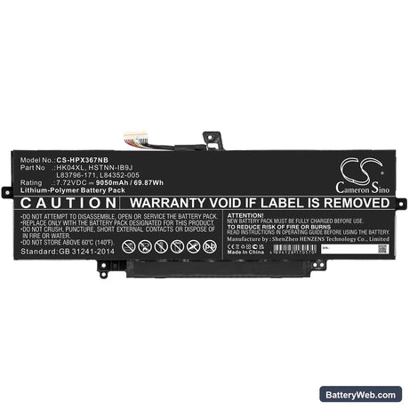 HP EliteBook X360 1040 G7 226Z2PA Replacement Battery, 7.72V, 9050mAh, Li-Polymer 3