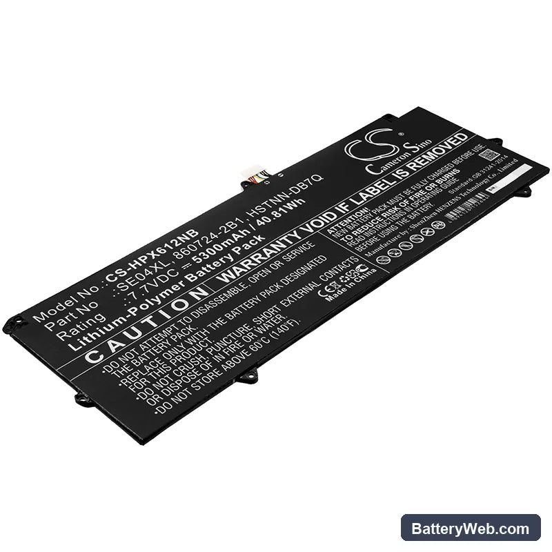 HP Pro X2 612 G2 (1LA51UT) Replacement Battery, 7.7V, 5300mAh, Li-Polymer 1