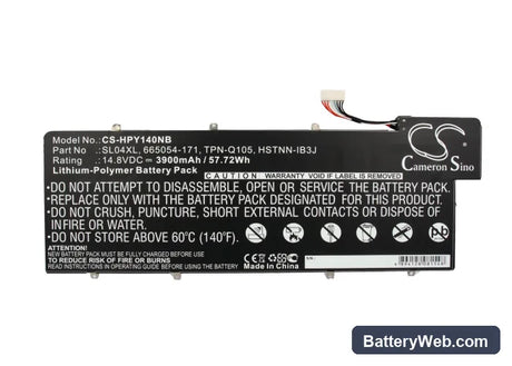HP ENVY 14-3001TU Replacement Battery, 14.8V, 3900mAh, Li-Polymer 5