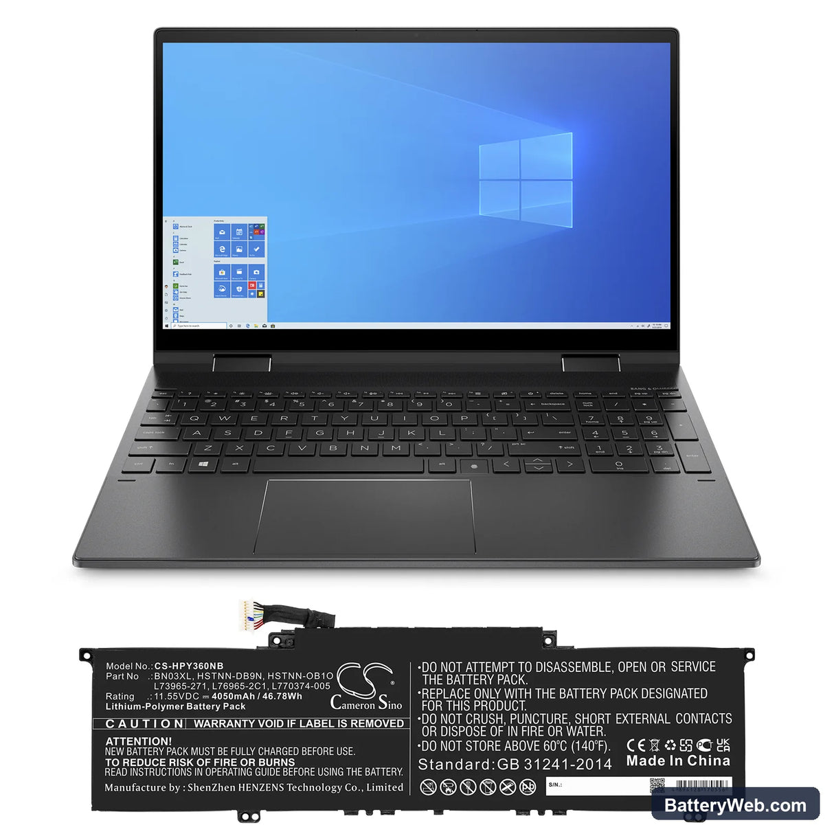 HP Envy X360 15T-ED000 Replacement Battery, 11.55V, 4050mAh, Li-Polymer 5
