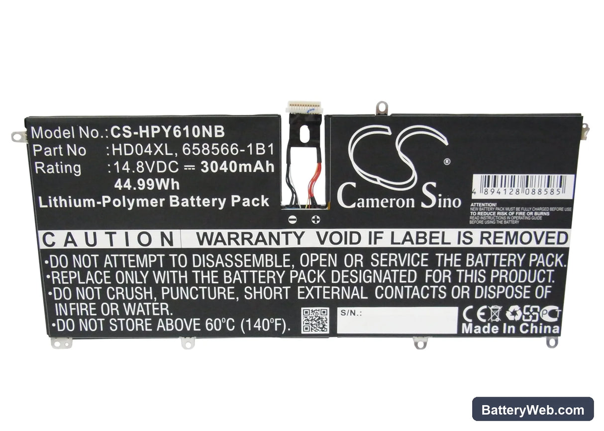 HP Envy 6-1000 Replacement Battery, 14.8V, 3040mAh, Li-Polymer 5