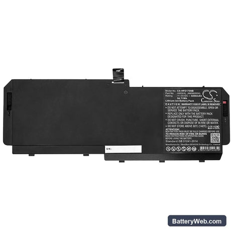 HP ZBook 17 G5 Replacement Battery, 11.55V, 8200mAh, Li-ion 5