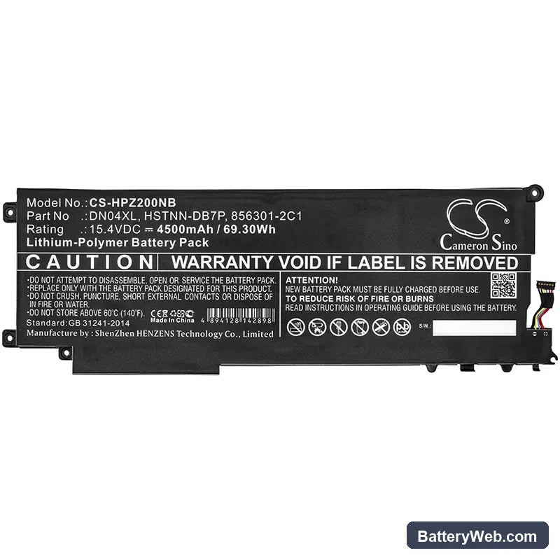 HP Zbook x2 Replacement Battery, 15.4V, 4500mAh, Li-Polymer 3