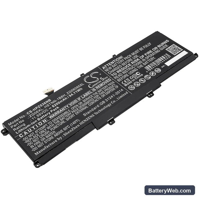 HP ZBook Studio G5 Replacement Battery, 11.55V, 8200mAh, Li-ion 1