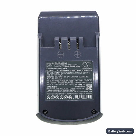 Hoover Rhapsody Replacement Battery, 21.6V, 2500mAh, Li-ion 5