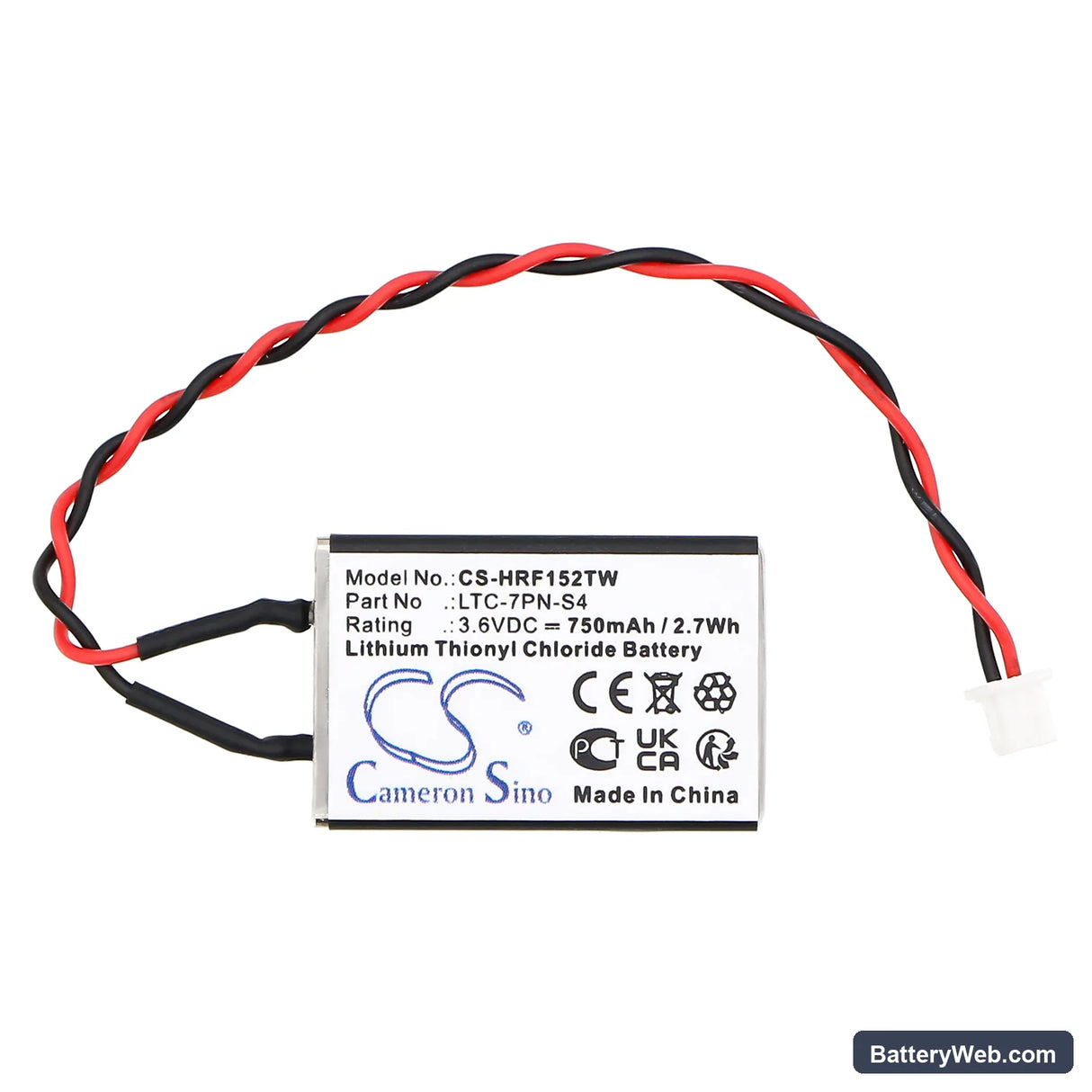 Harris AN/PRC-152 Replacement Battery, 3.6V, 750mAh, Li-SOCl2 3