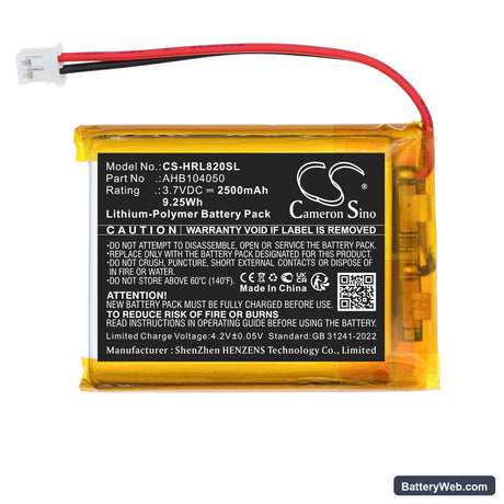 Hairmax Laserbrand 82 Replacement Battery, 3.7V, 2500mAh, Li-Polymer 3