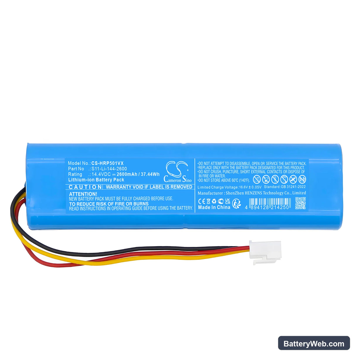 Haier P50U1 Replacement Battery, 14.4V, 2600mAh, Li-ion 3
