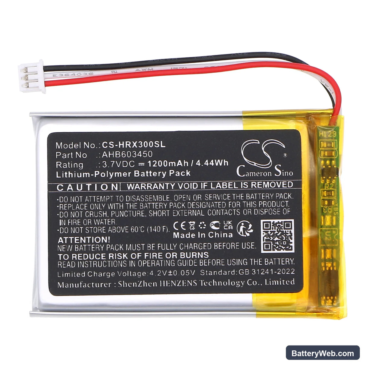 HyperX Cloud III Wireless-Gaming Headset Replacement Battery, 3.7V, 1200mAh, Li-Polymer 3