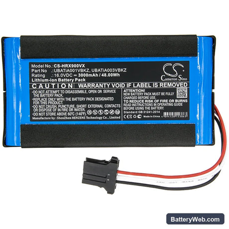 Sharp COCOROBO RX-V60 Replacement Battery, 16V, 3000mAh, LiFePO4 3