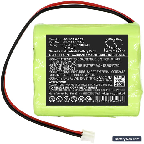 Yale HSA3095 Home Monitoring Alarm Control Panel Replacement Battery, 7.2V, 1500mAh, Ni-MH 3