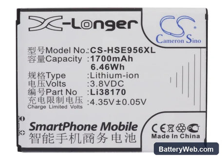 Hisense E956Q Replacement Battery, 3.8V, 1700mAh, Li-ion 5