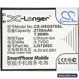 Hisense HS-U970 Replacement Battery, 3.7V, 2150mAh, Li-ion 3