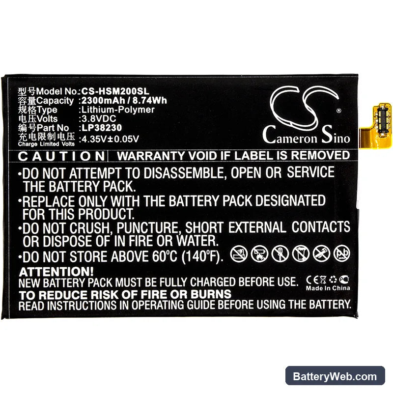 Hisense D2-M Replacement Battery, 3.8V, 2300mAh, Li-Polymer 3